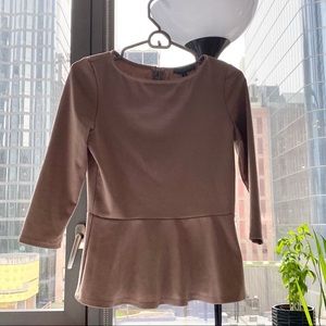 Tan / brown / nude / beige flared top blouse